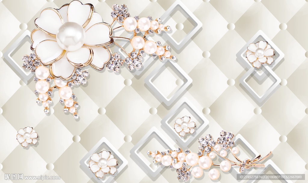 现代花卉背景墙