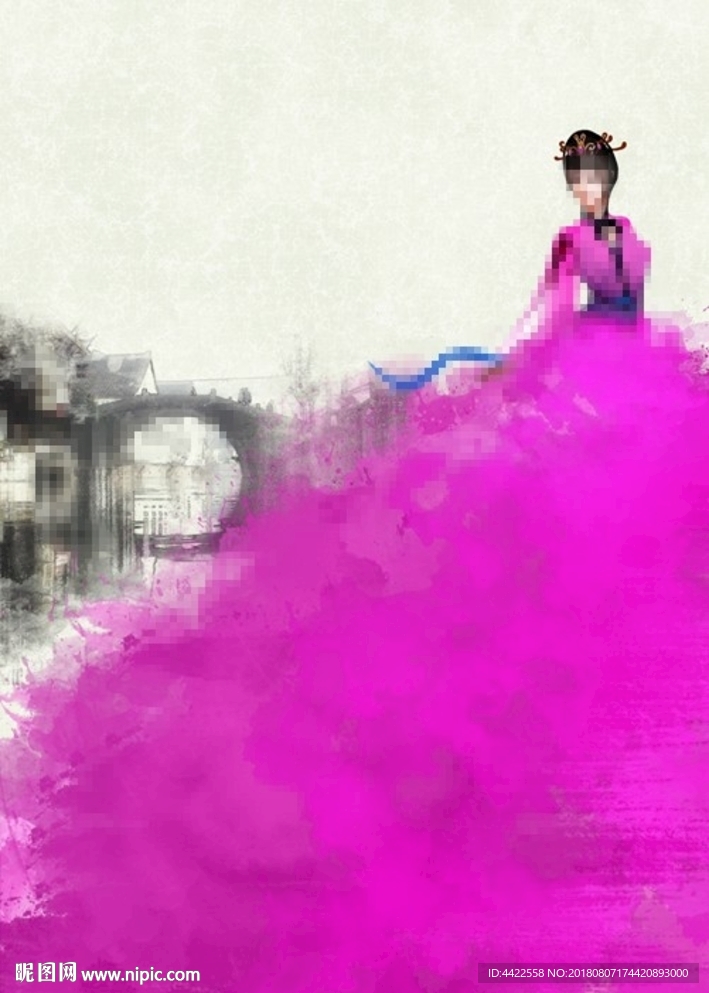 创意水彩插画美女