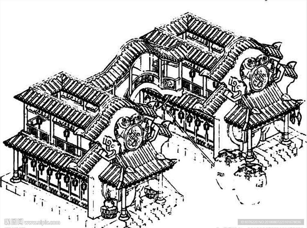 古风建筑  牌坊