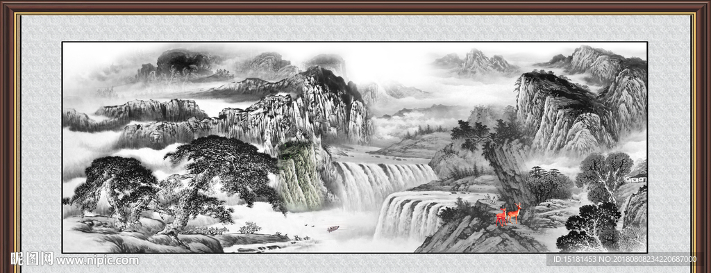 山水国画 水墨国画