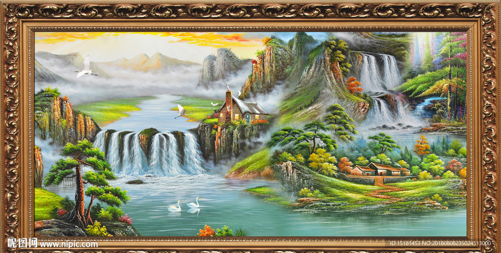 风景油画聚宝盆