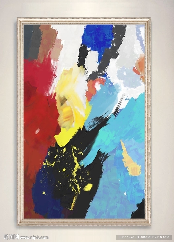 抽象油画色块装饰画图片