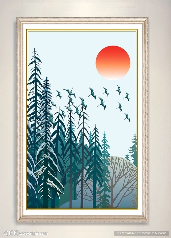 现代北欧简约森林风景装饰画