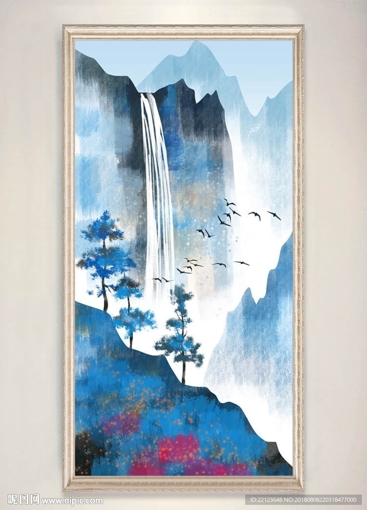 现代手绘抽象油画风景装饰画
