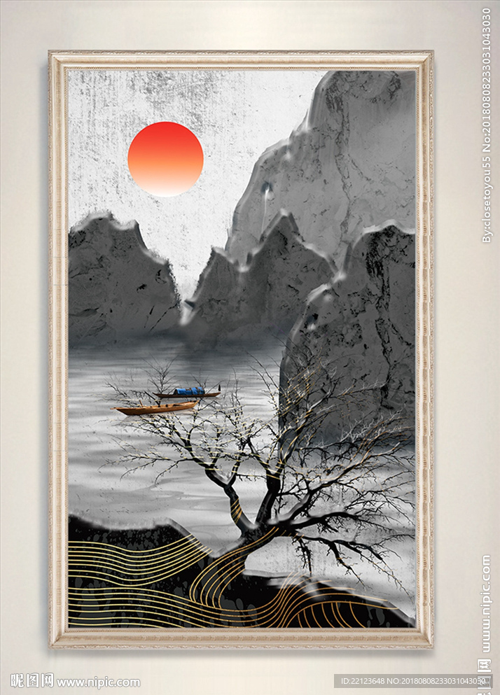 现代山水新中式意境装饰画