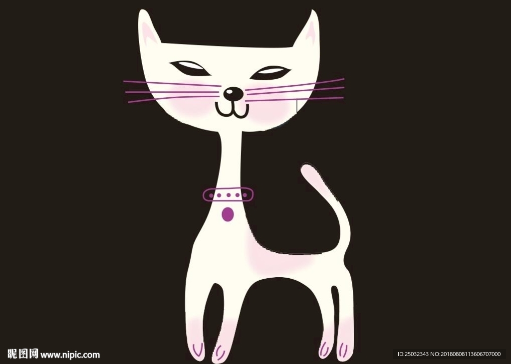印花矢量图动物猫可爱色彩卡通