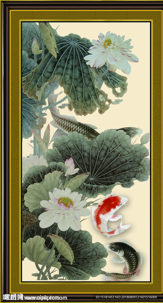 荷花鲤鱼图