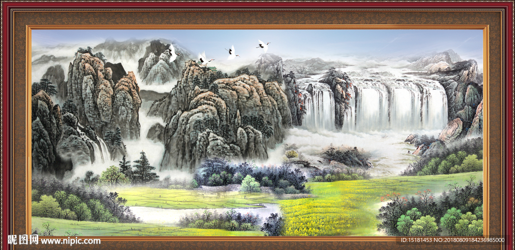 流水国画