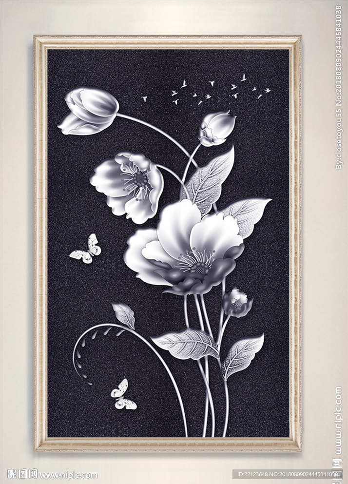 唯美浮雕花朵装饰画