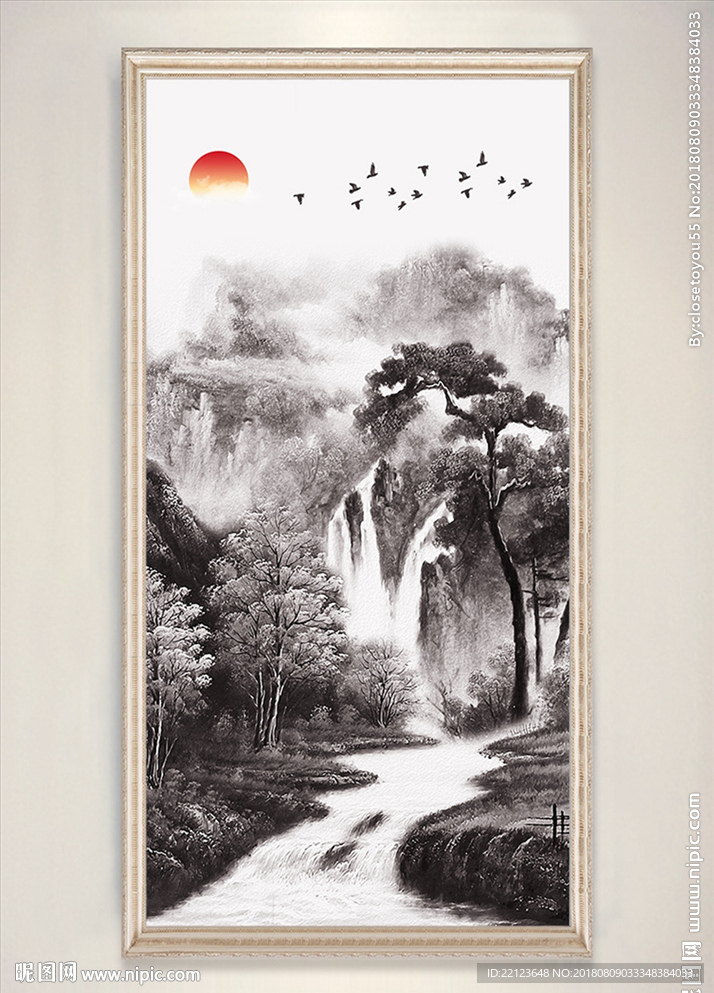 新中式意境唯美水墨山水装饰画