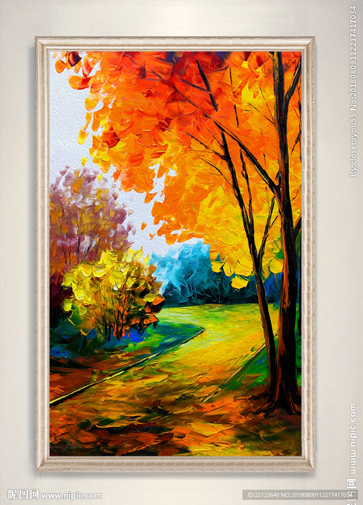 现代唯美抽象油画风景装饰画