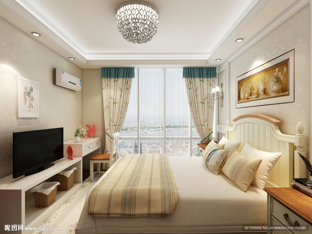 美式田园风格卧室装修效果图