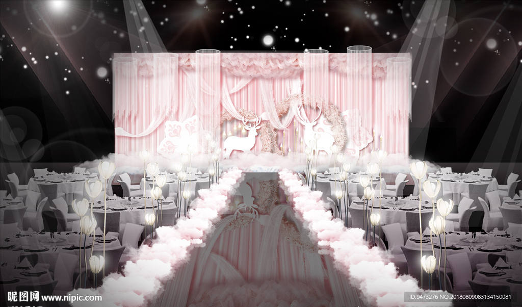 粉色浪漫婚礼仪式区