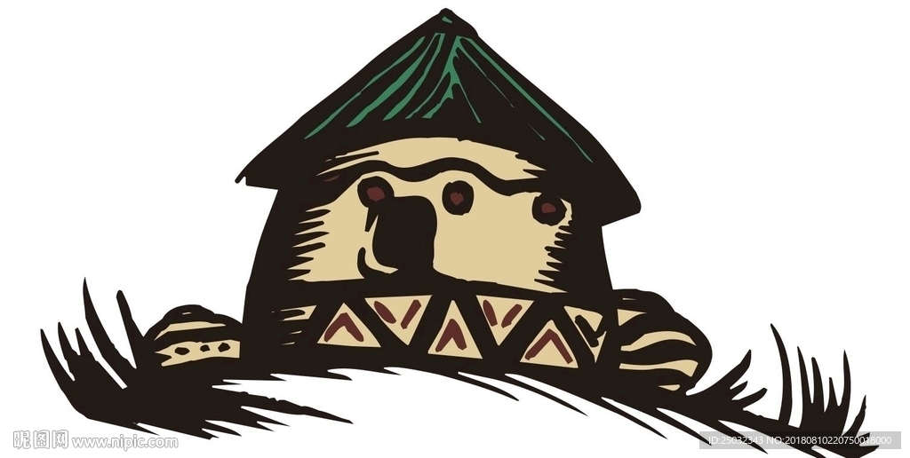 卡通房子 房屋 草 人物图 人