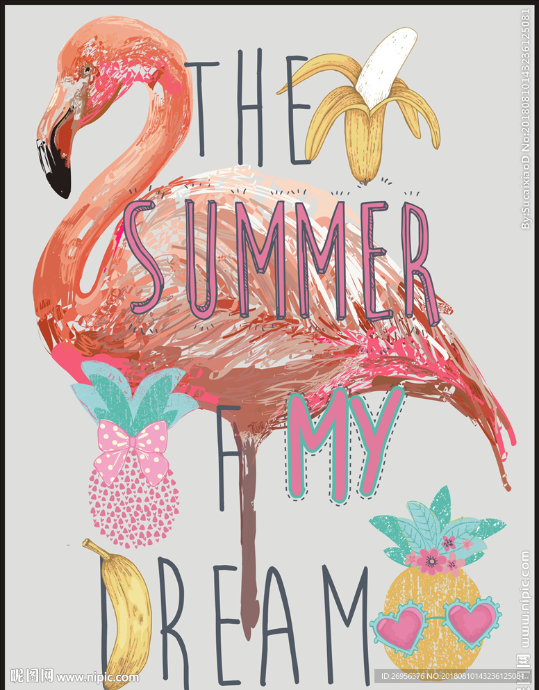 火烈鸟 香蕉 菠萝