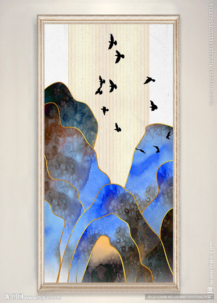 新中式意境山水装饰画设计图__绘画书法_文化艺术_设计图库_昵图网