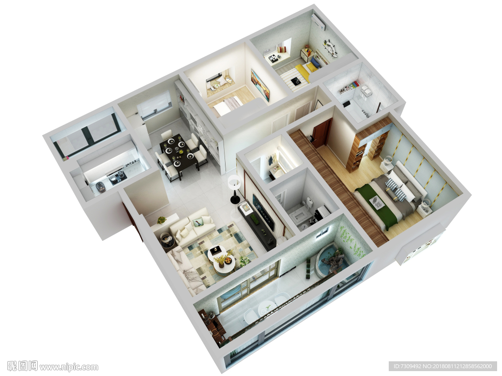 混搭风格家居装修户型效果图