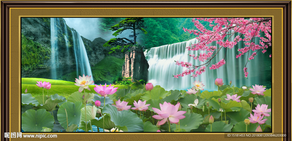 荷花山水风景