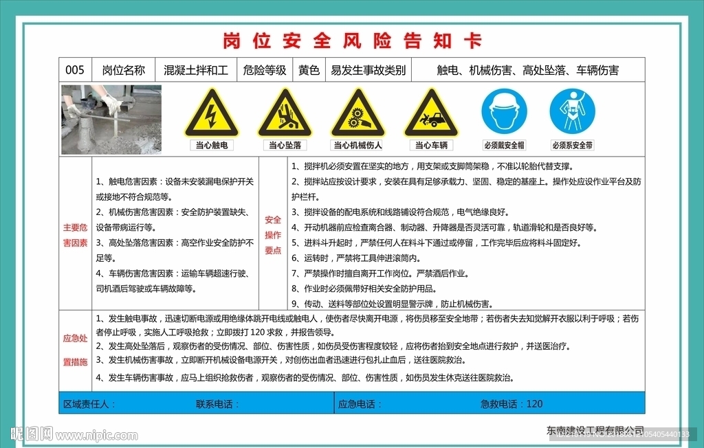 岗位车风险告知卡