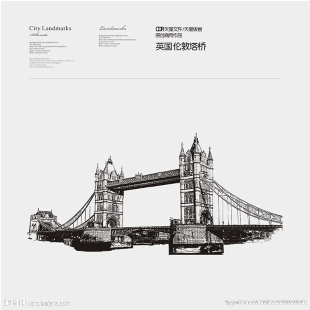 矢量手绘伦敦建筑图片素材免费下载 - 觅知网