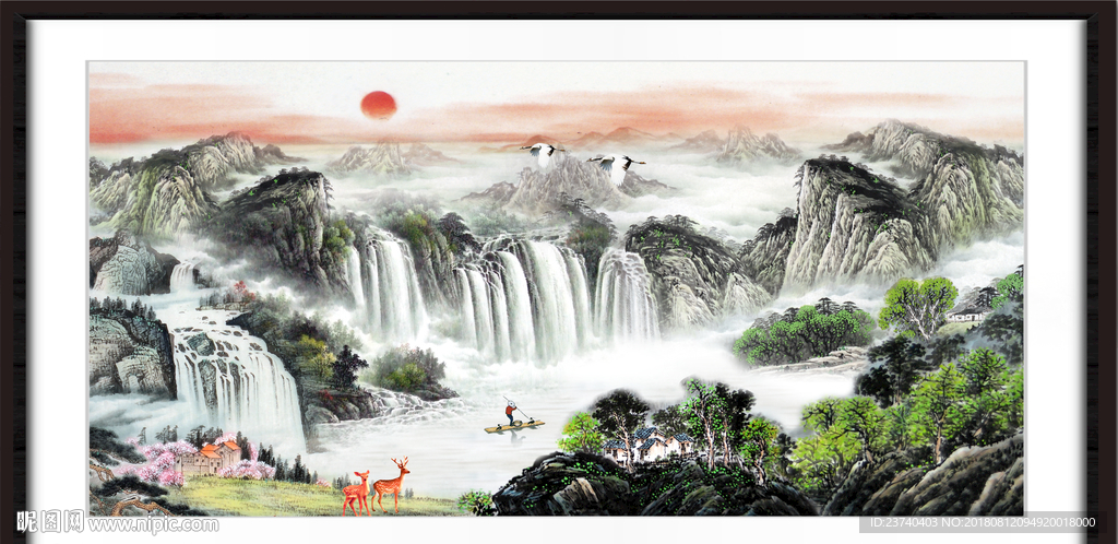 聚宝盆国画山水