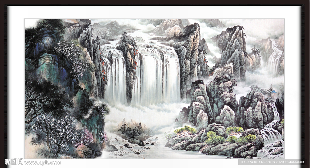 泰山山水国画