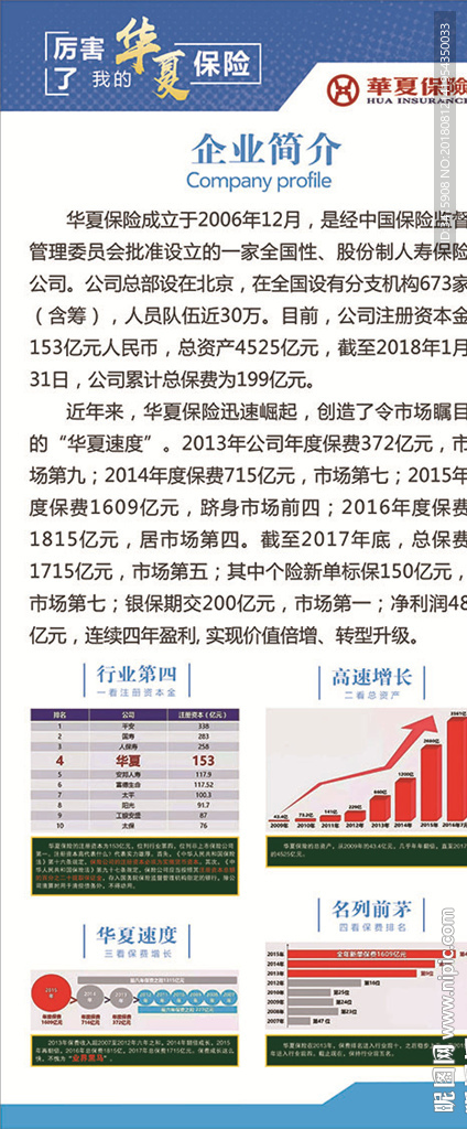华夏保险公司简介展架