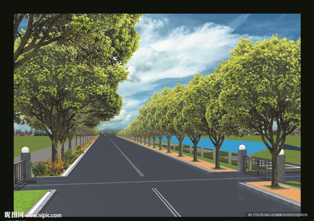 公路绿化效果图