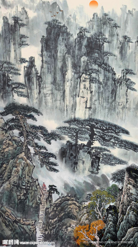 山水国画玄关