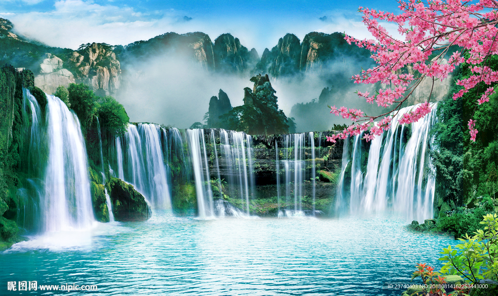 山水风景背景墙