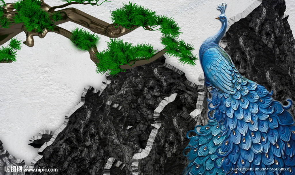 欧式孔雀背景墙