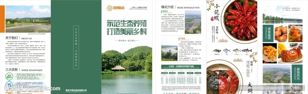 绿色生态养殖小龙虾大闸蟹三折页