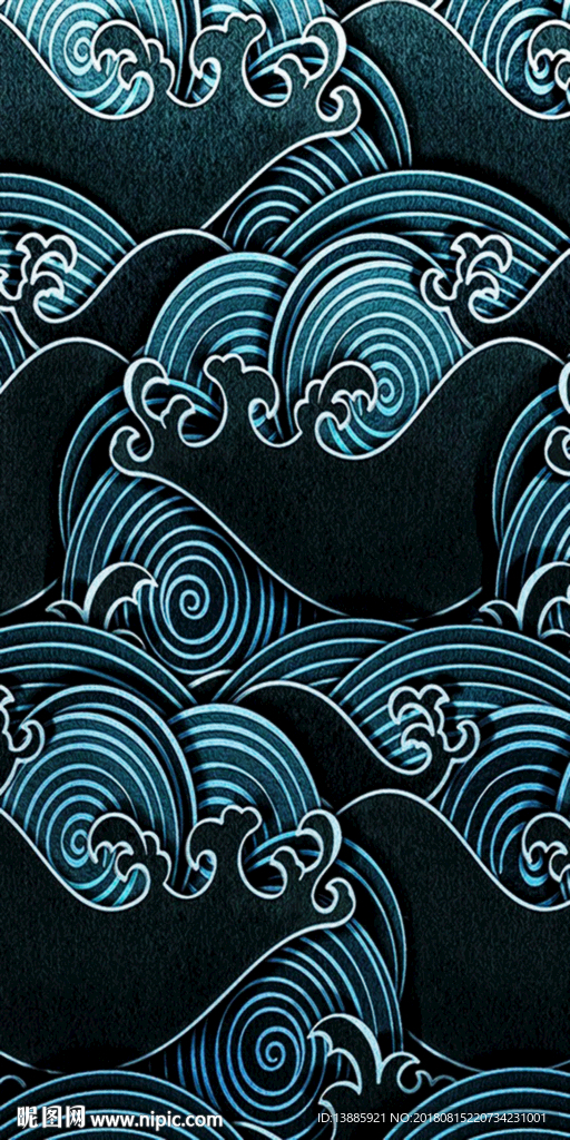 原创新中式现代艺术山峰海浪