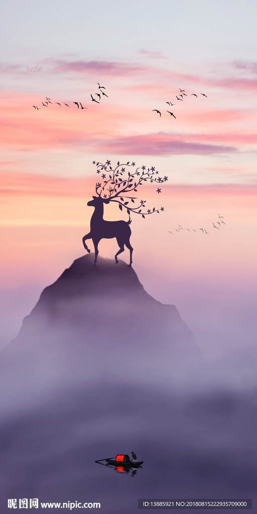 北欧麋鹿装饰画