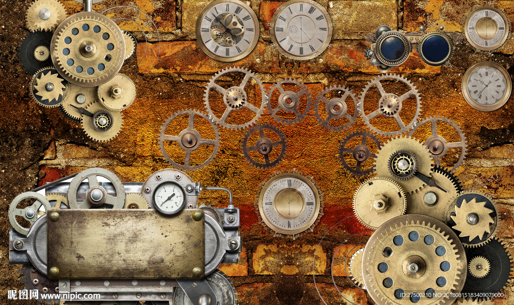 机械齿轮工装背景墙