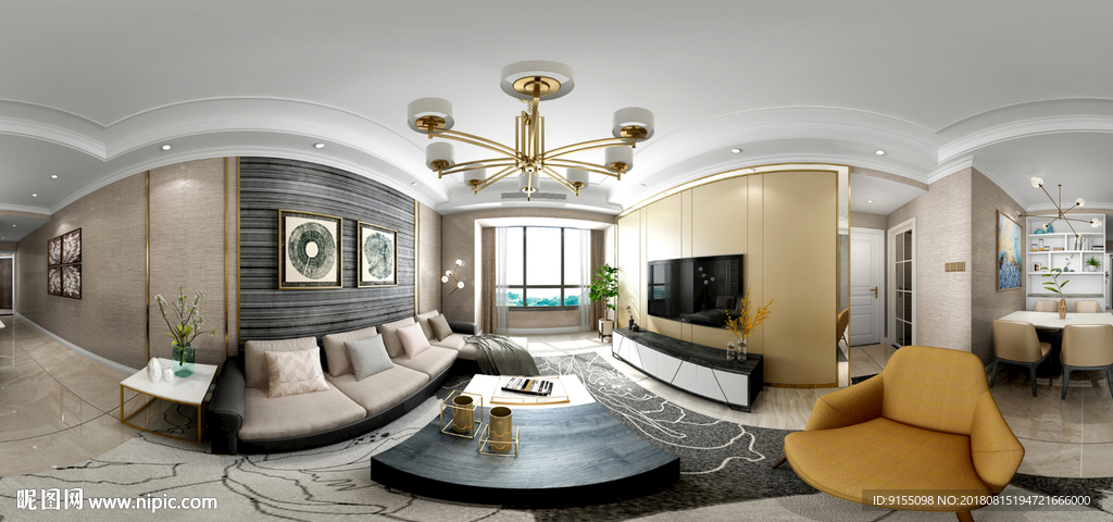 现代客厅360全景