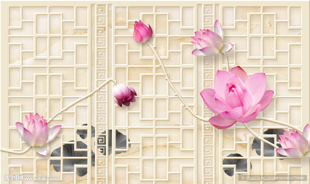 莲花背景墙