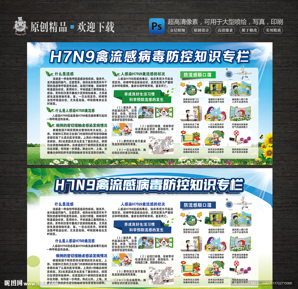 预防H7N9禽流感健康教育展板