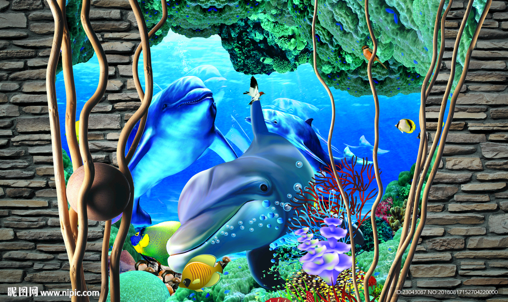 縢曼海洋世界鲨鱼背景墙