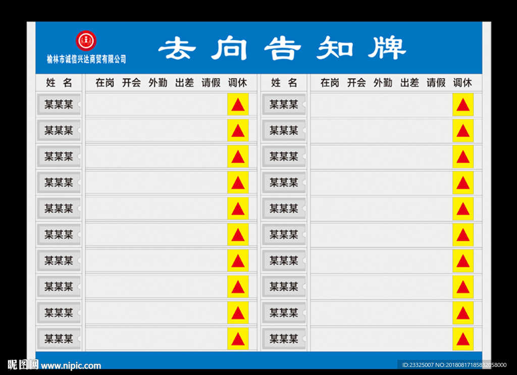 去向告知牌