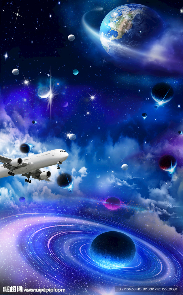 星空宇宙竖幅吊顶图