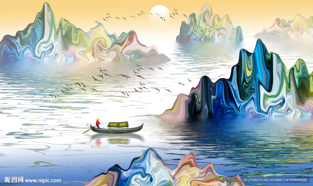 山水水墨背景墙