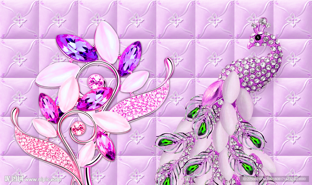 粉色宝石背景墙