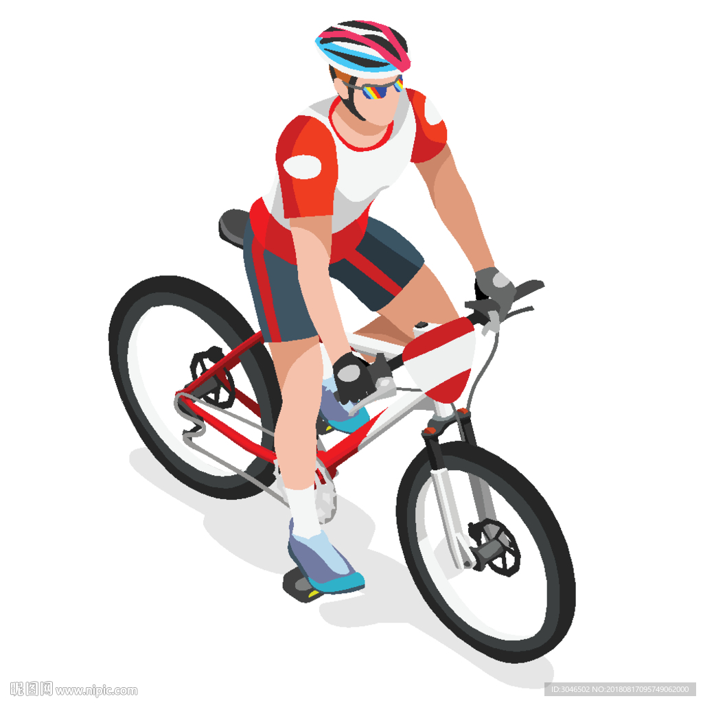 矢量骑行山地自行车运动素材