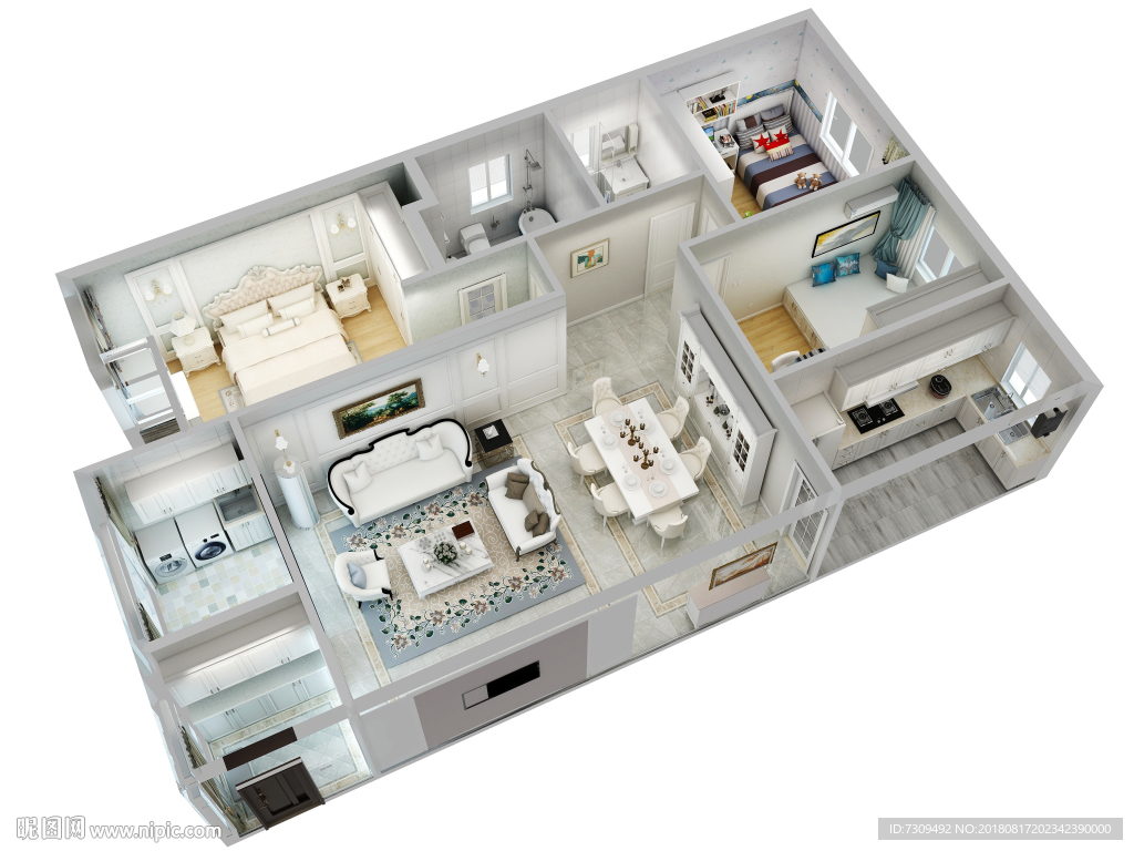 简欧风格家居户型效果图