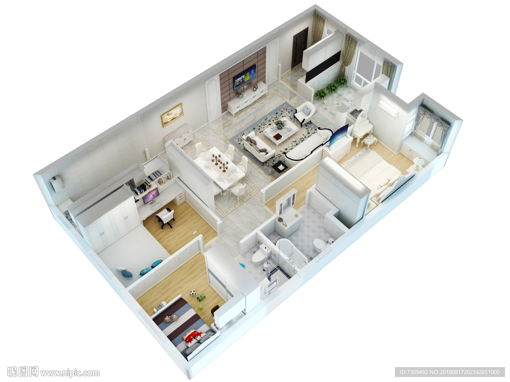 简欧家居装修户型效果图