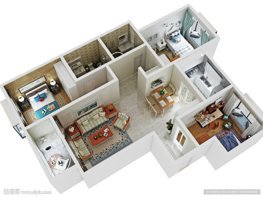 美式家居装修户型效果图