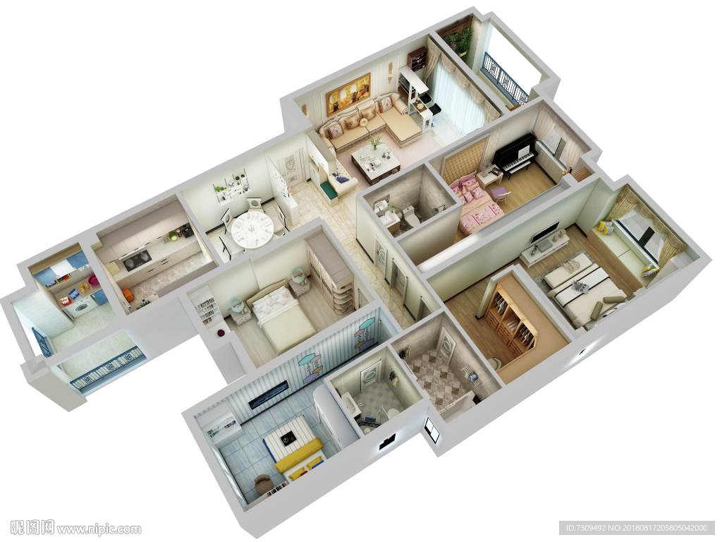 欧式风格家居装修户型效果图