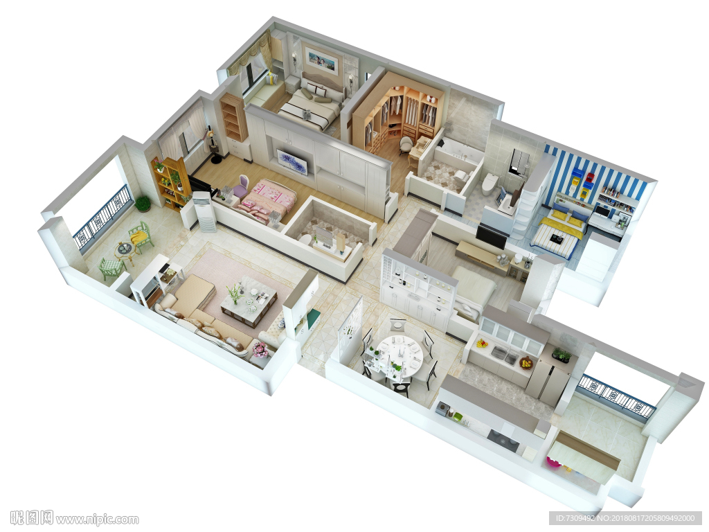 欧式风格家装户型效果图