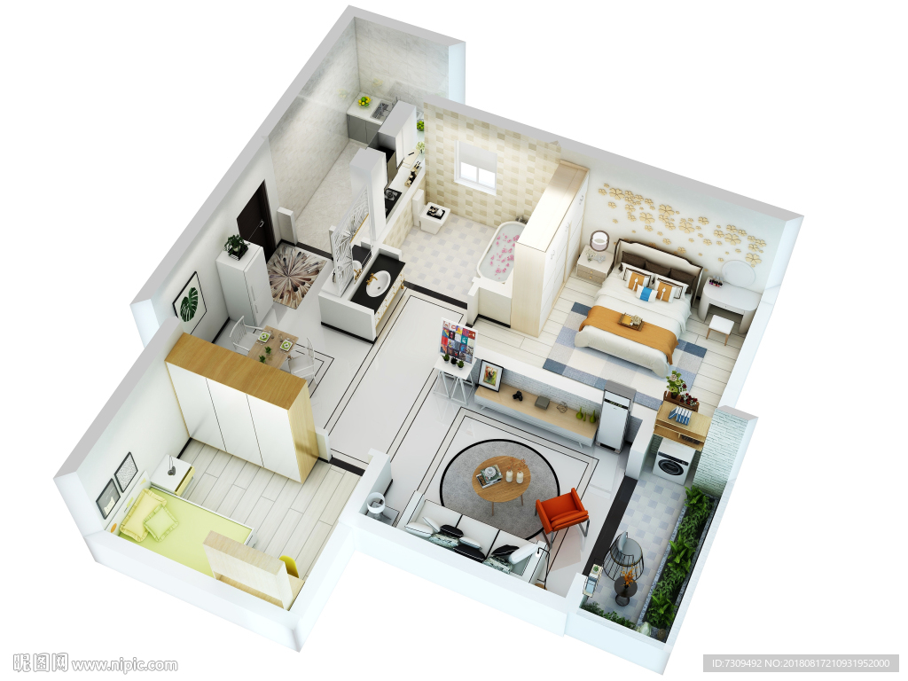 现代简约风格家居户型效果图